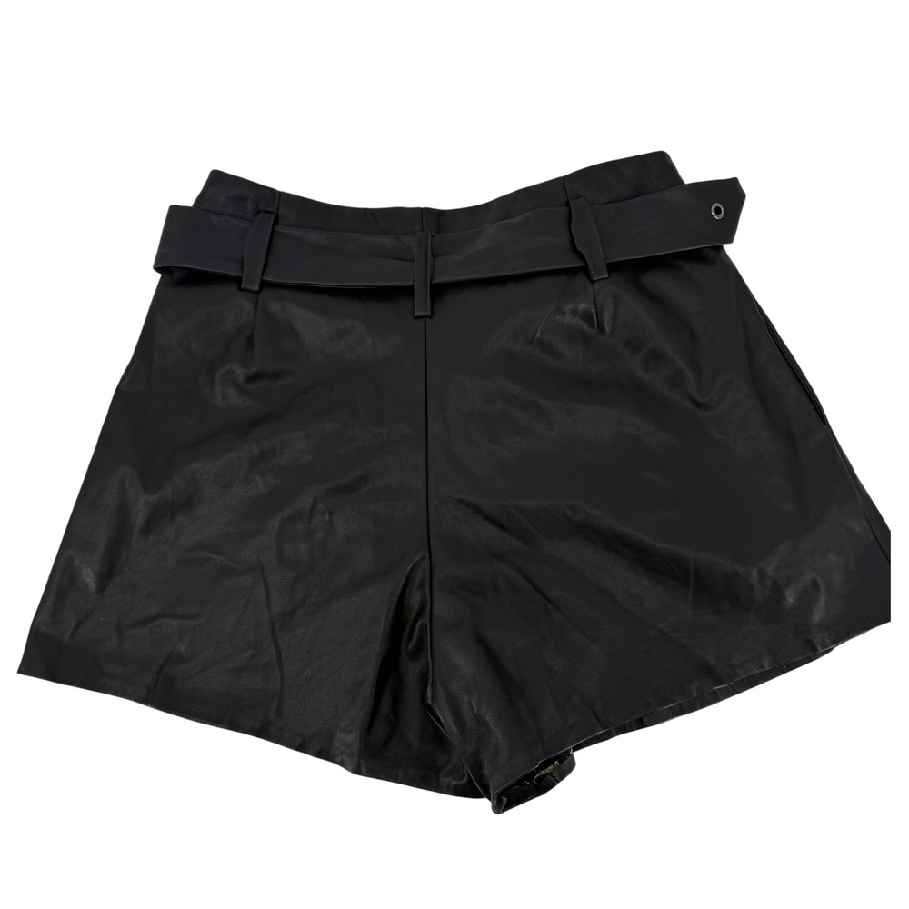DO+BE Black Faux Leather‎ Belted High Waist Shorts  Edgy Grunge - Picture 3 of 7